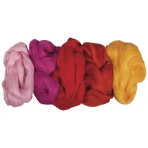 Rayher Reine Schurwolle Kammzug, 5 Farben JE 25G sommermischung, 53877000