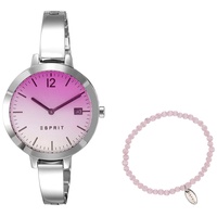 Esprit Damen-Armbanduhr Analog Quarz One Size, weiß/silber, silber
