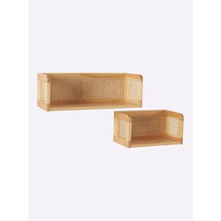 Wandregal HEINE HOME, beige (natur), B:40+60cm H:20,5cm T:22cm, Holz, Holz, Regale
