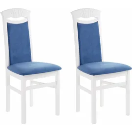 Home Affaire Esszimmerstuhl HOME AFFAIRE "Franz", blau (blau, buche massivholz weiß lackiert), B:46cm H:101cm T:51cm, Stühle, Esszimmerstuhl, strapazierfähige Microfaser, Gestell Buche natur oder weiß, Holzstuhl