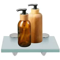 Glasregal Wandregal 20 x 10 x 0,8 cm, Milchglas Glasboden mit Halterungen, Badregal Ablage Hängeregal für Bad, Küche & Wohnzimmer