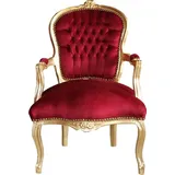 Casa Padrino Barock Salon Stuhl Bordeaux / Gold - Möbel Interior