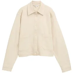 TOM TAILOR DENIM Damen Overshirt Jacke mit Taschen, weiß, Uni, Gr. XXL