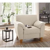 Home Affaire Sessel Alta Mikrofaser 101 x 87 x 88 cm Beige mit Federkern und Kontrastnaht