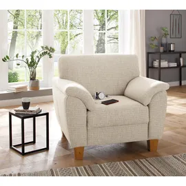 Home Affaire Sessel Alta Mikrofaser 101 x 87 x 88 cm Beige mit Federkern und Kontrastnaht