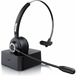 CSL kabelloses Headset mit Ladestation - Mono Headset mit Mikrofon - USB Ladeport - Multipoint, Rauschunterdrückung - leicht