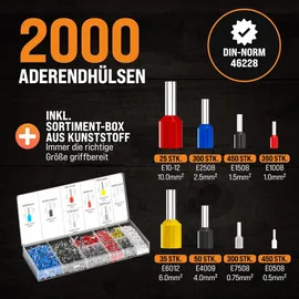 monzana MONZANA® Crimpzange 0,25-10mm2 1200 Aderendhülsen Set elektrische Steckverbinder Elektriker Werkzeug Zange Presszange Kabelschuhe