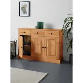 Home Affaire Sideboard HOME AFFAIRE "Liotta", beige (natur gebeizt, gewachst), B:118cm H:80cm T:34cm, FSC-zertifiziertes Massivholz, Sideboards, Sideboard, Kommode mit 2 Schubkästen u. 2 verstellbare Einlegeböden