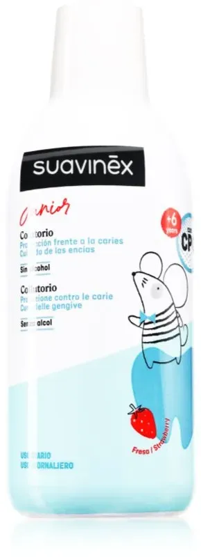 Suavinex Junior 6 y+ Mundspülung für Kinder Geschmack Strawberry 500 ml