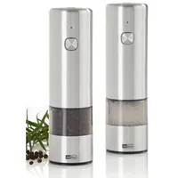 AdHoc Elektrische Pfeffermühle + Salzmühle i.Mill, Edelstahl im Set 17 cm aufladb...