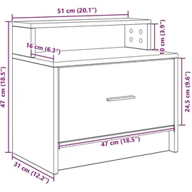 vidaXL Nachttische mit Schublade 2 Stk. Betongrau 51x31x47 cm