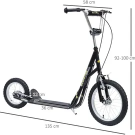 Homcom Kinderroller 16/12 Zoll Schwarz