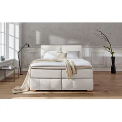 Boxspringbett "Wehma", beige (natur), B:170cm L:213cm, Struktur fein (100% Polyester), GUIDO MARIA KRETSCHMER HOME & LIVING, Komplettbetten, Boxspringbett, inkl. Topper in 3 verschiedenen Matratzen, auch in Samtstoff