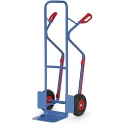 fetra Stapelkarre H.1300mm Schaufel-L250xB320mm Luft-Bereifung Trgf.300kg blau