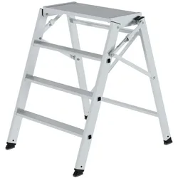 PROREGAL Klapppodest einseitig begehbar | 3 Stufen | nivello Leiterschuhe | Aluminium