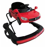 Lauflernwagen Auto in rot – Lauflernhilfe 3in1, klappbar, Babywalker höhenverstellbar, mit Musik & Licht, stabiler Lauflernwagen ab 6 Monate, Gehfrei und Schiebewagen (rot)