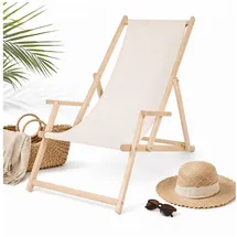 MuCoLa Strandstuhl mit Armlehne 51,5 x 98,5 x 101,5 cm beige