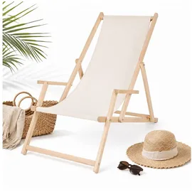 MuCoLa Strandstuhl mit Armlehne 51,5 x 98,5 x 101,5 cm beige