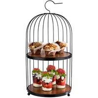 APS Etagere "Birdcage", braun (schwarz, holzfarben), H:54cm Ø:26cm, Massivholz, Servierplatten, Etagere, Metall