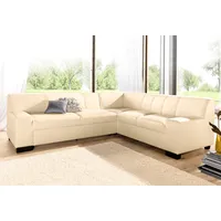 Ecksofa DOMO COLLECTION "Norma L-Form" Sofas Gr. B/H/T: 247cm x 74cm x 212cm, Kunstleder SOFTLUX, langer Schenkel links, ohne Bettfunktion, beige (creme) wahlweise mit Bettfunktion