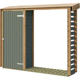 Weka Kaminholzregal Holz 249,4 x 50 x 211 cm graugrün/eiche hell