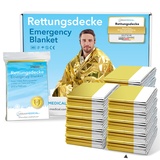 URBAN MEDICAL Premium Rettungsdecken - Schutz vor Kälte und Hitze - 5-15 Stück - Doppelseitige Notfalldecken - Gold/Silber - Große Rettungsfolien für Erste Hilfe - 210 x 160 cm