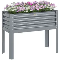 Outsunny Hochbeet, Erhöhter Pflanzkasten, Frühbeet aus Stahl, für Garten,