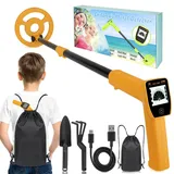 Metalldetektor Kinder - iTayga 2026 USB Wiederaufladbarer Kinder Metalldetektor, Verstellbarer (24"-35"), Hochpräziser Tragbarer Metalldetektoren mit LCD-Display für die Erkundung im Freien, Orange