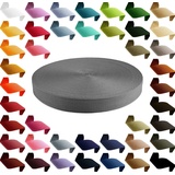maDDma 50m PP Gurtband, Polypropylen, 30mm breit, 1,3mm stark, Farbwahl Rollladengurt, 860 grau grau