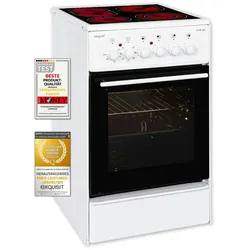 Exquisit ECM 8-4.1 BZ Elektro-Standherd | Ober-/Unterhitze | Grill | Heißluft | Multifunktion | Backofen-Volumen: 47 l | EEK:  A | Weiß