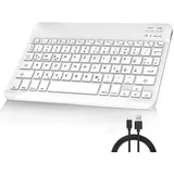 FOGARI Deutsche Bluetooth QWERTZ Tastatur für iPad 10/10.2, Air 11/13, Samsung Galaxy Tab, Xiaomi Pad, Lenovo Tab, Tastatur Wiederaufladbar Kabellos Schlank für Tablet iOS/Windows/Android, Weiß