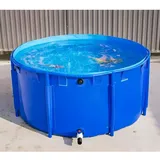 Zfmnoyev MAHFEI Segeltuch-Fischteich-Pool, runder Pool über Boden, Schwimmbäder über Boden, bringen faltbar, verschleißfest, Outdoor-Zucht, Reservoir (Farbe : Blau, Größe : 1.2x0.