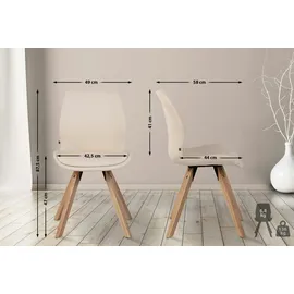 CLP 2er Set Stuhl Luna Kunststoff I Stoff I Samt I Kunstleder I Lehnstuhl mit Holzgestell