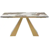 Vente-Unique Esstisch, Taupe, Weiß, Gold, Glas, Keramik, 6-Sitzer, Rechteckig, 200x76x90 cm, Esszimmer, Tische, Esstische