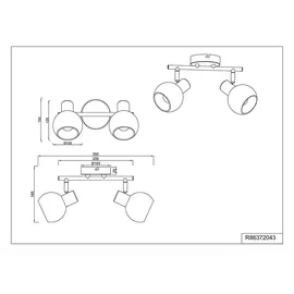 RL Deckenleuchte Wandlampe Flurleuchte warm beige Metall E14 2-flammig L 25 cm
