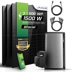 Balkonkraftwerk mit Speicher 1500W - Ja Solar 500W Solarmodule mit EcoFlow STREAM Ultra