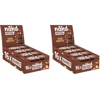 Nākd. Protein Kakao Haselnuss | Protein-Riegel | 7g Pflanzliches Protein | 100% Natürliche Zutaten | Ohne Zuckerzusatz | Vegan | 16 x 45g | 720g (Packung mit 2)