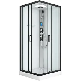 SANOTECHNIK Miami Komplettdusche mit Schiebetür 90 x 215 cm schwarz Sicherheitsglas