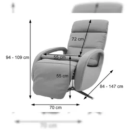 Mendler Relaxsessel HWC-L11, Design Fernsehsessel TV-Sessel Liegesessel, Liegefunktion drehbar, Voll-Leder ~ creme-weiß