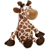 Relaxdays Türstopper Giraffe, Stoff, für Boden, Sand, schwer, innen, weich, Türpuffer Tier, HBT: 26 x 23 cm, braun, 1 Stück