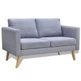 ARKEM Sofa 2-Sitzer Stoff Hellgrau Schlafsessel Mit Bettfunktion Schlafsofa Klein