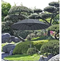 Sonnenschirm GARDEN PLEASURE "Sonnenschirm mit 24 Streben, anthrazit, TOPSELLER", grau (anthrazit), Standschirme, mit 24 Streben, Ø 255 cm