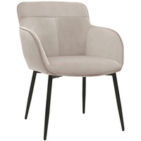 Design-Stuhl aus taupefarbenem Samt und schwarzem Metall FRIDA