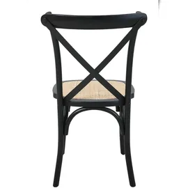 SIT Möbel Stuhl mit Rattan-Sitzfläche | 2er-Set | gepolsterter Sitz | Hevea Holz schwarz | B 48 x T 52 x H 89 cm | 02410-11 | Serie STUHL