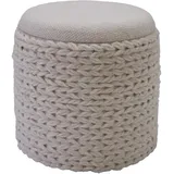 FineBuy Sitzhocker mit Stauraum Wolle 40 x 45 x 40 cm Creme/Weiß Boho