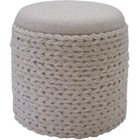 FineBuy Sitzhocker mit Stauraum Wolle 40 x 45 x 40 cm Creme/Weiß Boho