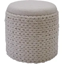 FineBuy Sitzhocker mit Stauraum Wolle 40 x 45 x 40 cm Creme/Weiß Boho