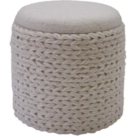 FineBuy Sitzhocker mit Stauraum Wolle 40 x 45 x 40 cm Creme/Weiß Boho