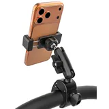 woleyi Kinderwagen Handyhalterung - 360° Metallarm & Extrem Stabil, Buggy Heimtrainer Fahrrad Hometrainer Laufband Handy Lenkerhalter für iPhone 17 Pro Max, 16, 15, Galaxy S26, S25, Pixel, 4-7"