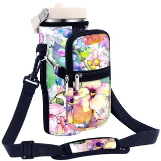 icolor Tragetasche für Wasserflaschen von Stanley IceFlow mit Klapp-Trinkhalm, 850 ml, Yeti/Stanley IceFlow Becherhalter, Neopren-Hülle, Stanley-Becher, Zubehör, Tasche, Crossbody-Tragetasche, für